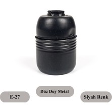 Dekoratif E27 Metal Düz Siyah Renk Duy (1 ADET)