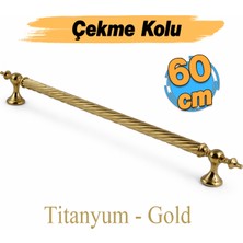 Badem10 Burgulu Titanyum Gold 60 cm Çelik Kapı Tutma Kolu Sürgülü Dış Çekme Kulpu Kulbu Tutamağı Kol 1 Adet