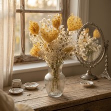 Kurutulmuş Çiçek Buketi - Güneş Işığı Serisi Sarı Beyaz Doğal Demet Bohem Tarz Kurutulmuş Çiçek - Hediyelik Papatya ve Cipso Aranjmanı