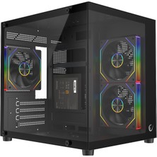 Rampage Lumıd 750W 80 Plus Bronze M-Atx Temperli Camlı 3*12CM Argb Fan Siyah Oyuncu Kasası