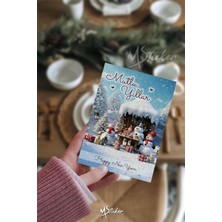 Msticker Yılbaşı Hediye Kartı 16 Adet Arkasına Not Yazılabilir Yeni Yıl Tebrik Kartı Özel Dokulu Kağıt