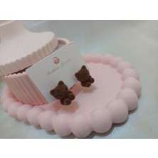 Koyu Kahverengi Kedili Küpe