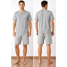 GoodLook Erkek Üç Düğmeli Şortlu Pijama Takımı