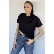 Gülseli Kadın Bisiklet Yaka Lazer Kesim Tişört P-00020969