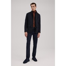 Jakamen Lacivert Slim Fit Hakim Yaka Patlı Ceket