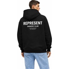 Camblys Unisex Represent Sırt Yazı Baskılı Oversıze %100 Pamuklu Nefes Alan Sweatshırt Hoodıe