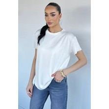 Gülseli Kadın Bisiklet Yaka Lazer Kesim Tişört P-00020969