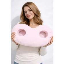 Moonzy Minimalist & Cozy Oval Çift Delikli Kulak Koruyucu Yastık – Yatan Hasta & Piercing Destek Yastığı , Pembe