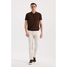 Jakamen Kahve Slim Fit Triko Fermualı Polo Yaka T-Shirt