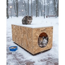 Reyo Kedi Evi Dış Ortam Uygun Ahşap Kedi Evi Osb 60X40X40 cm -  CAT44