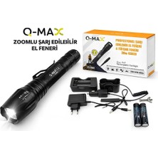 Venandin Farissu Q-Max PS2900 3000 Lümen Şarjlı El Feneri Tüfek Aparatlı Zoomlu Profesyonel Avcı Feneri
