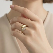 Xuping Jewelry Çift Sıra Zirkon Taşlı Yüzük