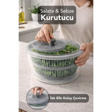 Meleni Home Pratik Salata Kurutucu - Şeffaf Hazneli Yeşillik Yıkama Kurutma Kabı Salata ve Sebze Kurutucu