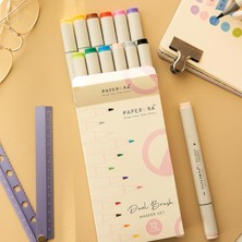 TeknoKapsül 12’li Çift Uçlu Alkol Bazlı Marker Kalem Seti – Brush + Chisel