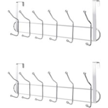 TeknoKapsül 12'l Metal Kapı Arkası Askı, Amerikan Kapı Arkası Askılık, Banyo, Mutfak, Yatak Odası Için Krom Askı (2 Adet)