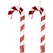 TeknoKapsül Yılbaşı Süsü Baston 2'li Set Kırmızı-Beyaz 8X21 Cm.