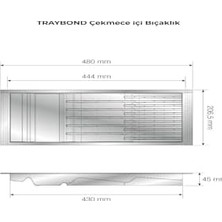 TeknoKapsül Mutfak Çekmece Içi Antresit Modüler Bıçaklık 20,5cm x 48CM (Boydan 4cm Kesilebilir)