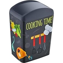 TeknoKapsül Soft Resimli Çöp Kutusu Döner Kapak 10 Lt Cook