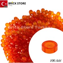 LEGO Yedek Parçalar: 100 Adet 1x1 Tile Round Yuvarlak Fayans Parçası, Şeffaf Turuncu Renk (Trans Orange )