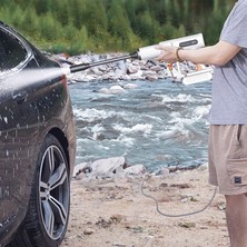 TeknoKapsül Kablosuz Basınçlı Yıkama Tabancası – Köpük Fonksiyonlu Şarjlı Temizlik Tabancası, 3 Kademeli Su Basıncı, Yıkanabilir Filtre, 5m Su Hortumu, Portatif Basınçlı Su Tabancası | G01