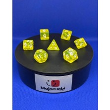 Major Hobi Dnd Frp 7’li Zar Seti – Şeffaf Açık Sarı  Dungeons & Dragons Masaüstü Rpg Oyun Zarı Seti