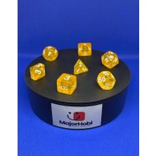 Major Hobi Dnd Frp 7’li Zar Seti – Şeffaf Koyu Sarı  Dungeons & Dragons Masaüstü Rpg Oyun Zarı Seti