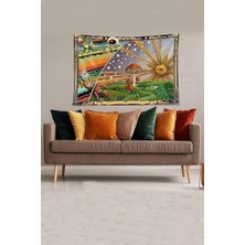 TeknoKapsül Pelangi Sarı-Yeşil Mushroom Mantar Desenli Leke Tutmaz Kadife Kumaş Duvar Örtüsü Duvar Halısı Tapestry, Sarı-Yeşil 70 x 100, 8594373701001