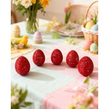 Major Hobi 3D Baskı 5’li Kırmızı Paskalya Yumurtası Seti 6 cm Dekoratif Delikli Tasarım