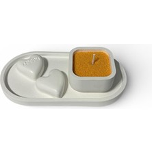 Major Hobi El Yapımı Taş Tozu Dekoratif Mumluk Seti  Mandalina Kokulu Turuncu Inci Tozu Mum & 4 Fitil