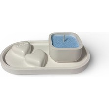 Major Hobi El Yapımı Taş Tozu Dekoratif Mumluk Seti  Okyanus Kokulu Mavi Inci Tozu Mum & 4 Fitil