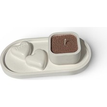 Major Hobi El Yapımı Taş Tozu Dekoratif Mumluk Seti  Kahve Kokulu Kahverengi Inci Tozu Mum & 4 Fitil