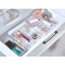 TeknoKapsül 6'lı Şeffaf Çekmece Düzenleyici Seti – Plastik Organizer Kutular | Makyaj, Ofis, Mutfak ve Banyo Düzeni Için