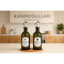 Genel Cam Yağdanlık 2’li Set – Zeytinyağı ve Ayçiçek Yağı Şişesi | Sızdırmaz Metal Kapaklı Cam Dökme Şişe | Mutfak Yağlık