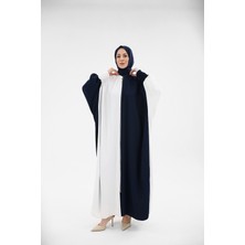 Kadeem Giyim Yarasa Abaya & Lacivert Ekru -2328