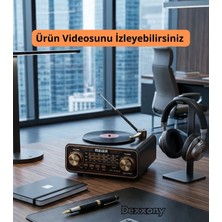 Dexxony Dcx-11 Özel Tasarım Plakçalar Görünümlü Retro Vintage Nostaljik Radyo & Bluetootlu Mini Fm Radyo
