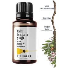 Picholet Tatlı Badem Yağı 30 ml Soğuk Sıkım %100 Saf ve Doğal (Sweet Almond Oil)