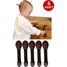 Ketbox Bebek Çocuk Güvenlik Kilidi | Vidalama Gerektirmez | Çekmece Dolap Beyaz Eşya Kilidi | Çift Taraflı Bantlı | 5 Adet Kahverengi