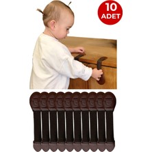 Ketbox Bebek Çocuk Güvenlik Kilidi | Vidalama Gerektirmez | Çekmece Dolap Beyaz Eşya Kilidi | Çift Taraflı Bantlı | 10 Adet Kahverengi