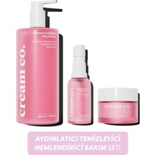 Cream Co. Canlandırıcı Temizleyici Aydınlatıcı Nemlendirici Set (Hyaluronic Acid + Peptide + Niacinamide)