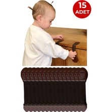 Ketbox Bebek Çocuk Güvenlik Kilidi | Vidalama Gerektirmez | Çekmece Dolap Beyaz Eşya Kilidi | Çift Taraflı Bantlı | 15 Adet Kahverengi