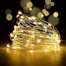 TeknoKapsül LED Metre Gün Işığı Sarı Renkli Pilli Dekoratif Aydınlatma Süsleme Parti Sarı LED Işık Yılbaşı LED Işık Süsleme Dekorasyon Işığı Şerit Aydınlatma LED (Günışığı, 5)