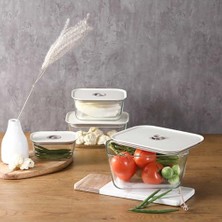 TeknoKapsül Clik Bej Dikdörtgen Saklama Kabı 1380 ml