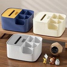 TeknoKapsül Makyaj ve Kozmetik Düzenleme Kutusu Organizer Kutusu Banyo Yüz Serumu Masa Düzenleyici Saklama 5+1 Bölmeli Peçetelikli Modern Tasarım Makyaj ve Masa Toplama Kutusu (Krem)