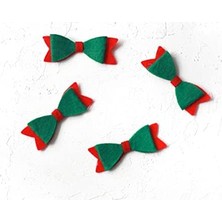 TeknoKapsül Keçe Motif, Fiyonk Kırmızıüzeri Yeşil (4 Adet)