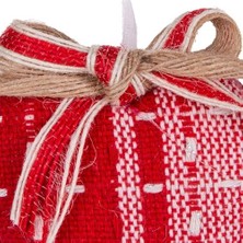 TeknoKapsül Yılbaşı Süsü Ekose Desenli Kalp Kırmızı 9x9 Cm.