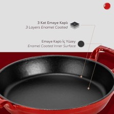 TeknoKapsül Metal Lv Y Tv 20 Shn R Döküm Yuvarlak Sahan, 20 Cm, Kırmızı