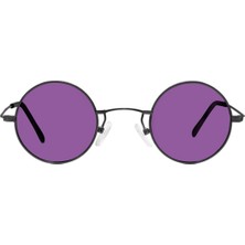 Sanches Vintage Yuvarlak Polarize Güneş Gözlüğü Siyah Çerçeve Mor