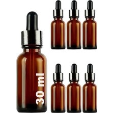 TeknoKapsül 30 ml Metal Kapaklı Damlalık Dropper Şişesi Serum 30 cc Cam Şişe 6 Adet (Siyah Kapak, /kahverengi)