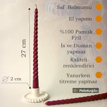 TeknoKapsül (2 Adet 27.5cm) Mum Konik Şamdan Mumu Dekoratif Akmaz Kırılmaz Mum Bal Mumu Beeswax Candle (Bordo)