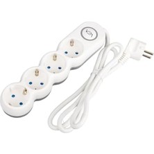 TeknoKapsül Vea 4’lü Anahtarlı Grup Priz, 1.5 Metre Kablolu, 16A, 3680W, Emniyet Kapaklı, IP20 Koruma Sınıfı, Çocuk Kilidi, Beyaz-Gri Renk, Dayanıklı Termoplastik Malzeme